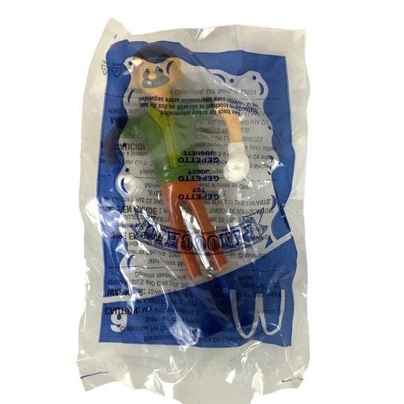 McDonalds Happy Meal Toy Pinocchio Geppetto Wood Carver Plastic 2002 New - Picture 1 of 3